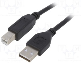 Фото 1/2 CCP-USB2-AMBM-6, Кабель; USB 2.0; вилка USB A,вилка USB B; позолота; 1,8м; черный