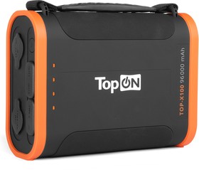 Внешний аккумулятор TopON TOP-X100 96000mAh USB Type-C PD 60W, USB1 QC3.0, USB2 12W, 2 авторозетки 180W, фонарь, защита от брызг, LiFePO4. Ч
