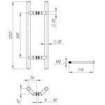 Ручка-скоба PULL.PH32/1200.45 INOX 304 (PH-45-32/1200-INOX) 45493