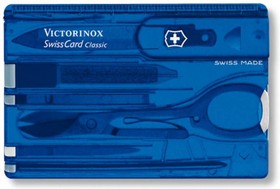 Фото 1/10 Швейцарская карта Victorinox SwissCard Classic (0.7122.T2) синий полупрозрачный коробка подарочная