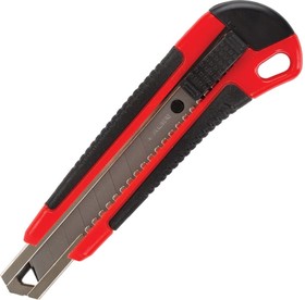Фото 1/4 Канцелярский нож universal 18 мм, 3 лезвия в комплекте, автофиксатор, черно-красный 271351