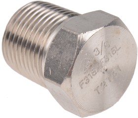 Фото 1/3 Stainless Steel Pipe Fitting, Straight Hexagon Hexagon Plug, Male R 3/8in
