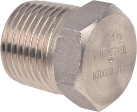 Фото 1/3 Stainless Steel Pipe Fitting, Straight Hexagon Hexagon Plug, Male R 1/2in