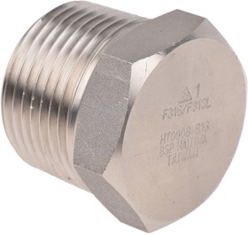 Фото 1/3 Stainless Steel Pipe Fitting, Straight Hexagon Hexagon Plug, Male R 1in