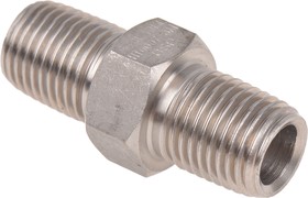 Фото 1/3 Stainless Steel Pipe Fitting, Straight Hexagon Nipple Joint, Male R 1/4in x Male R 1/4in