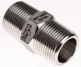 Фото 1/4 Stainless Steel Pipe Fitting, Straight Hexagon Nipple Joint, Male R 3/4in x Male R 3/4in