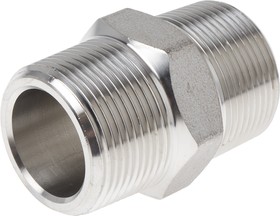 Фото 1/2 Stainless Steel Pipe Fitting, Straight Hexagon Nipple Joint, Male R 1-1/4in x Male R 1-1/4in
