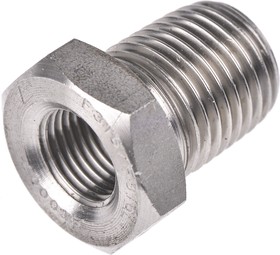 Фото 1/2 Stainless Steel Pipe Fitting, Straight Hexagon Bush, Male R 1/4in x Female Rc 1/8in