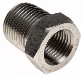 Фото 1/4 Stainless Steel Pipe Fitting, Straight Hexagon Bush, Male R 3/8in x Female Rc 1/4in