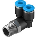 QSYL-1/4-6, Y Threaded Adaptor, Push In 6 mm to Push In 6 mm ...