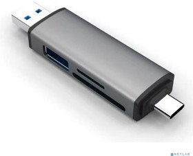 Bion USB Type-C/USB 3.0 (2 в 1) Card reader, microSD/T-Flash/ SD/SDHC/SDXC, доп.выход USB 3.0 хаб, поддержка OTG, алюминиевый корпус [BXP-CR