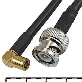 Высокочастотный переходник штекер BNC на штекер SMB угловой, кабель 0.3 м; №4417 шнур штек BNC-штек SMB угл\0,3м\Au/мет\\