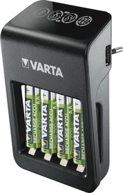 Фото 1/3 57687, Зарядное устройство VARTA LCD PLUG CHARGER + 4*AA 2100 mAh
