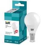 Лампа светодиодная Eco G45 5Вт шар 4000К нейтр. бел. E14 450лм 230-240В IEK ...