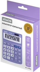 Фото 1/5 Калькулятор настольный КОМП Attache, AС-223P,8р,дв. пит, фиолет,134x107x34