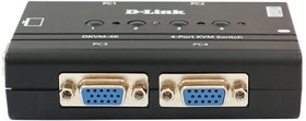 DL-DKVM-4K/B3A, Переключатель на 4 компьютера (2 кабеля 1,8м)