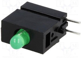 Фото 1/2 LED signal light, green, 20 mcd, pitch 2.54 mm, LED number: 1