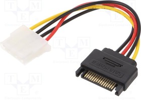 CC-SATA-PS-M, Кабель: питания SATA; Molex "мама",SATA 15pin "папа"; 0,15м, Gembird | купить в розницу и оптом