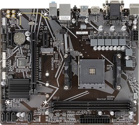Фото 1/10 Материнская плата Gigabyte A520M S2H Soc-AM4 AMD A520 2xDDR4 mATX AC`97 8ch(7.1) GbLAN RAID+VGA+DVI+HDMI