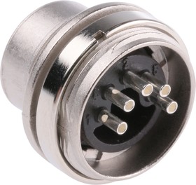 Фото 1/4 T3362010, C 091 A 5 Pole M16 Din Plug, DIN 41524, 4A, 100 V IP40, Bayonet, Male, Panel Mount