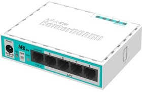 Фото 1/10 MikroTik RB750r2 Маршрутизатор hEX lite, 5 портов, LAN 4x100 Мбит/с, WAN 1x100 Мбит/с, питание Jack или PoE
