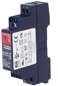 Фото 1/4 TBLC 06-105, TBLC 06 Switched Mode DIN Rail Power Supply, 85 264V ac ac Input, 5V dc dc Output, 1.2A Output, 6W