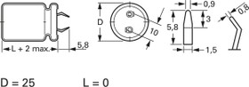 Electrolytic capacitor, 330 µF, 250 V (DC), ±20 %, radial, pitch 10 mm, Ø 25 mm