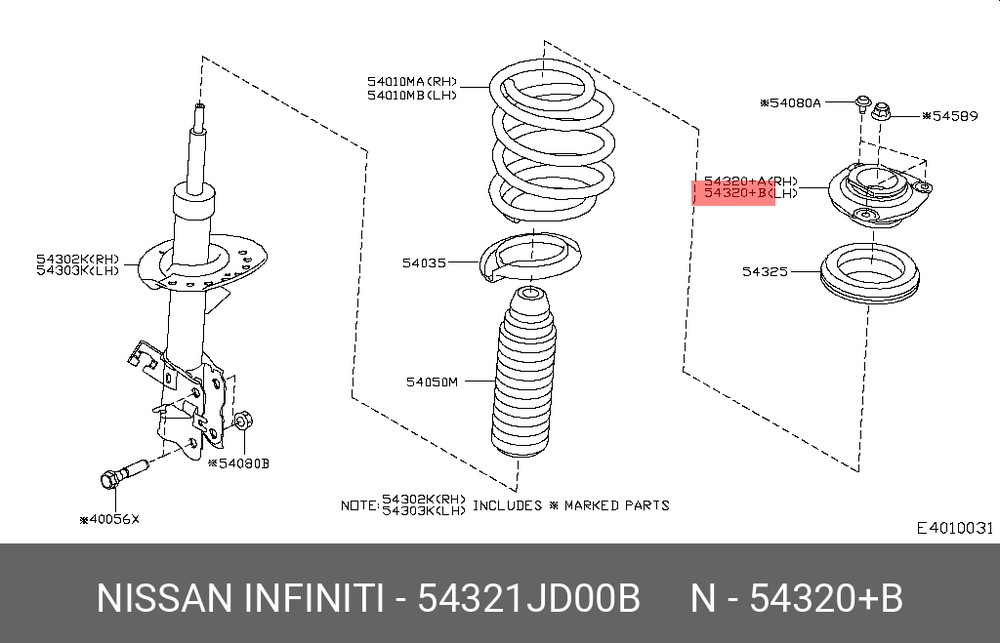 Опора передней стойки Nissan Qashqai 06-13 / X-Trail 07-15 (Слева)