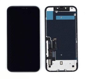 Дисплей (экран) в сборе с тачскрином для Apple iPhone 11 черный с металической рамкой (Premium LCD)