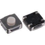 SKRAALE010, White Stem Tactile Switch, SPST 50 mA @ 12 V dc 3.4mm Surface Mount