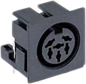 010599 06, 6 Pole Right Angle Din, DIN 45322, 4A, 24 V ac, Quick Connect, Female, PCB Mount