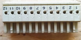 Фото 1/2 721-2212/026-000 2-проводная розетка; Push-in CAGE CLAMP®; 2,5 мм2; Шаг контактов 7,5 мм; 12-пол.,светло-серая