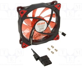 AK-FN091-RD, Fan: DC; axial; 12VDC; 120x120x25mm; 23.2dBA; slide bearing; red