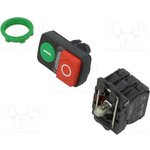 XB5AW73731B5, Switch: double; 22mm; Stabl.pos: 1; NC + NO; green/red; LED; 24V