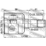 0511M323FLH, Шрус внутренний левый 24x35x28