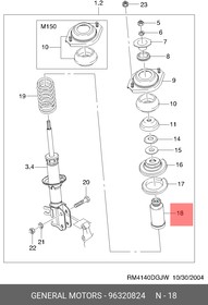 96320824, Отбойник амортизатора CHEVROLET: SPARK (100) 1998-2006, MATIZ