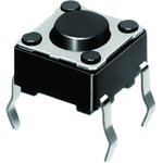 SKHHAJA010, Black Button Tactile Switch 0.7mm Snap-In