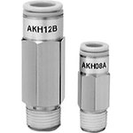 AKH08B-01S, AKH Non Return Valve, 8mm Tube Inlet, R 1/8 Male Outlet, -100 kPa 1 MPa
