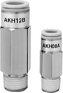 AKH08B-01S, AKH Non Return Valve, 8mm Tube Inlet, R 1/8 Male Outlet, -100 kPa → 1 MPa