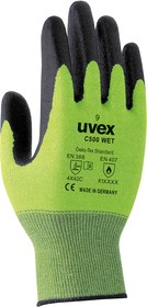 Фото 1/2 6049209, C500 WET Green HPPE Cut Resistant, Heat Resistant Work Gloves, Size 9, Large, Latex Foam Coating