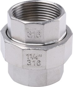 Фото 1/3 Stainless Steel Pipe Fitting, Straight Decagon Union, Female G 1-1/4in x Female G 1-1/4in