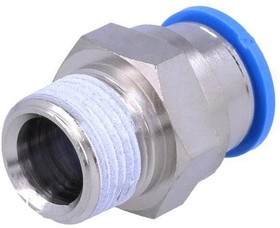 Фото 1/5 QS-3/8-12, QS Series Straight Threaded Adaptor, R 3/8 Male to Push In 12 mm, Threaded-to-Tube Connection Style, 153009