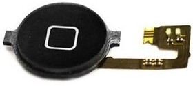 Кнопка HOME в сборе с механизмом и шлейфом для Apple iPhone 4 черная, Greenway | купить в розницу и оптом