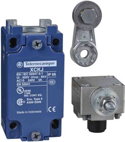 XCKJ50511H29, XCKJ Series Roller Lever Limit Switch, 1NC/1NO, IP66, DPST, Zamak Zinc Alloy Housing, 240V ac