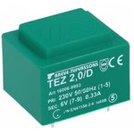 TEZ2/D230/6V, Трансформатор: залитый, 2ВА, 230ВAC, 6В, 333,3мА, PCB, IP00, 90г
