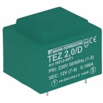 TEZ2/D230/12V, Трансформатор: залитый, 2ВА, 230ВAC, 12В, 166,6мА, PCB, IP00, 90г