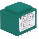 TEZ2.5/D230/24V, Трансформатор: залитый, 2,5ВА, 230ВAC, 24В, 104,1мА, PCB, IP00, 100г