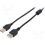 CCF-USB2-AMAF-6, Кабель; USB 2.0; гнездо USB A,вилка USB A; позолота; 1,8м; черный