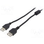 CCF-USB2-AMAF-15, Кабель; USB 2.0; гнездо USB A,вилка USB A; позолота; 4,5м; черный