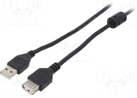 Фото 1/3 CCF-USB2-AMAF-15, Кабель; USB 2.0; гнездо USB A,вилка USB A; позолота; 4,5м; черный